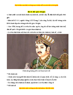 Lý thuyết Lịch sử 7 Chân trời sáng tạo Bài 10: Đế quốc Mô-gôn