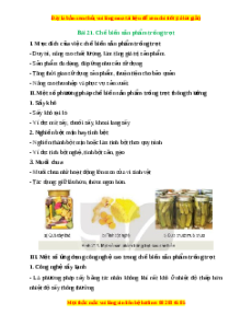 Lý thuyết Bài 21: Chế biến sản phẩm trồng trọt