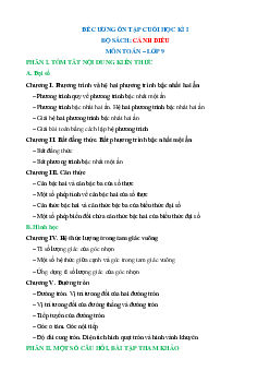 Đề cương ôn tập Cuối kì 1 Toán 9 Cánh diều