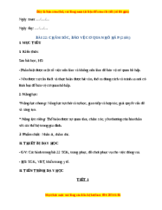 Giáo án Chăm sóc, bảo vệ cơ quan hô hấp TNXH lớp 2 Chân trời sáng tạo