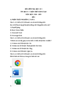 Đề thi Cuối kì 1 Tin học lớp 5 Chân trời sáng tạo (Đề 1)