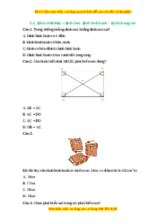 Trắc nghiệm Hình chữ nhật - Hình thoi - Hình bình hành - Hình thang cân Toán 6 Chân trời sáng tạo