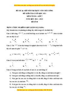 Đề thi cuối học kì 2 Toán 7 Kết nối tri thức có đáp án (Đề 8)