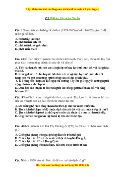 Trắc nghiệm Bài 10 Lịch sử 9: Tây Âu