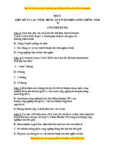 Bài tập Trắc nghiệm Lịch sử 12 theo bài có đáp án