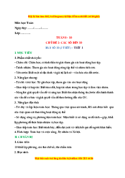 Giáo án Số 10 Toán lớp 1 Chân trời sáng tạo