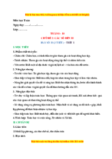 Giáo án Số 10 Toán lớp 1 Chân trời sáng tạo