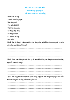 Đề cương ôn tập Cuối kì 1 Công nghệ lớp 5 Kết nối tri thức