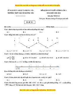 Đề thi thử Toán trường Chuyên Hưng Yên năm 2021