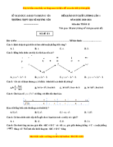 Đề thi thử Toán trường Chuyên Hưng Yên năm 2021