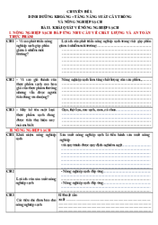 Vở ghi bài Chuyên đề Sinh học 11 Chân trời sáng tạo
