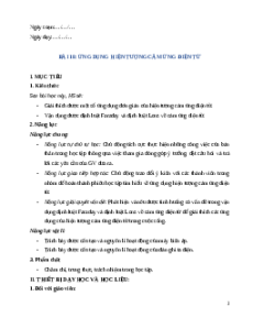 Giáo án Bài 18 Vật Lí 12 Kết nối tri thức (2025): Ứng dụng hiện tượng cảm ứng điện từ