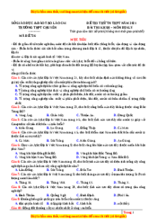 Đề thi thử Địa Lí trường Chuyên Lào Cai lần 1 năm 2021