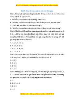 Trắc nghiệm Biến cố trong một số trò chơi đơn giản Toán 7 Cánh diều
