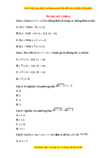 Trắc nghiệm Bài tập cuối chương 7 Toán 10 Chân trời sáng tạo