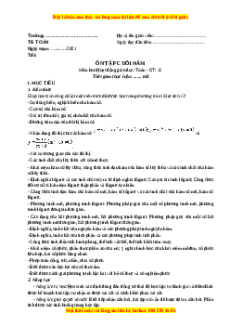 Giáo án Ôn tập cuối năm Toán 12 Giải tích