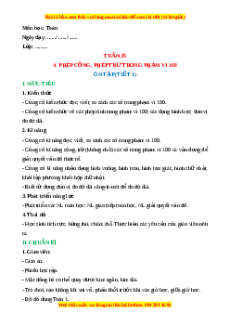 Giáo án Ôn tập Toán lớp 1 Cánh diều