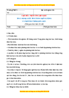 Giáo án Định luật bảo toàn khối lượng và phương trình hoá học Hóa học 8 Chân trời sáng tạo