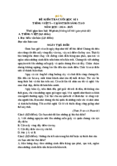 Đề thi cuối kì 1 Tiếng Việt lớp 5 Chân trời sáng tạo (Đề 5)