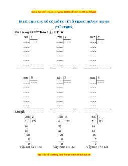 VBT Toán lớp 3 Bài 85 (Cánh diều): Chia cho số có một chữ số trong phạm vi 100 000 (tiếp theo)