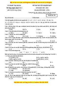 Đề thi thử tốt nghiệp Hóa học trường THPT Tĩnh Gia 2 lần 1 năm 2024