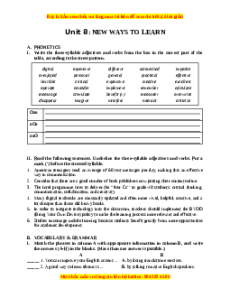 Bài tập Unit 8: New ways to learn Tiếng Anh 10 chương trình thí điểm