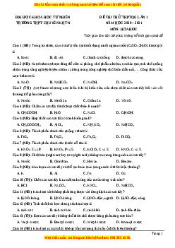 Đề thi thử Hóa Học trường Chuyên KHTN Hà Nội năm 2021