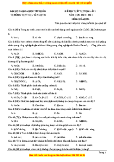 Đề thi thử Hóa Học trường Chuyên KHTN Hà Nội năm 2021