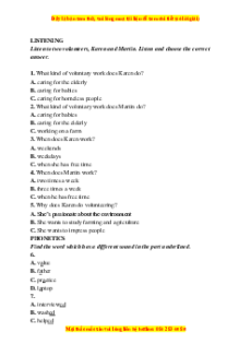 Đề thi cuối kì 1 Tiếng Anh 10 Global success (Đề 4 kèm file nghe)