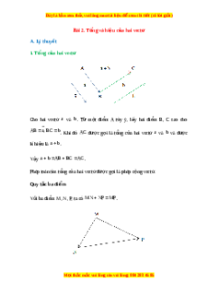 Lý thuyết Toán 10 Chân trời sáng tạo Bài 2: Tổng và hiệu của hai vectơ