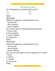 Trắc nghiệm Bài 2: Phân loại cây trồng Công nghệ 10 Cánh diều
