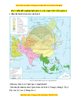 Lý thuyết Địa lý 7 Chân trời sáng tạo Bài 7: Bản đó chính trị châu Á, các khu vực của châu Á