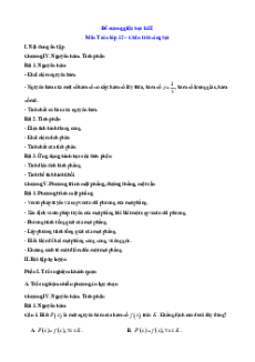 Đề cương ôn tập Giữa kì 2 Toán 12 Chân trời sáng tạo