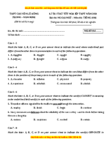 Đề thi thử tốt nghiệp Tiếng Anh trường THPT Chuyên Lê Hồng Phong - Nam Định năm 2024