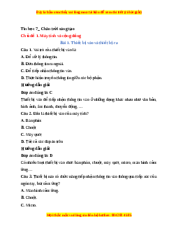 Trắc nghiệm Tin học 7 Bài 1 Chân trời sáng tạo: Thiết bị vào và thiết bị ra