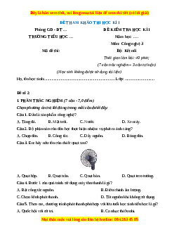 Đề thi cuối kì 1 Công nghệ lớp 3 Kết nối tri thức (Đề 3)