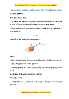 Lý thuyết Vật lý 10 Chân trời sáng tạo Bài 18: Động lượng và định luật bảo toàn động lượng