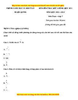 Đề thi cuối kì 1 Toán 7 Cánh diều phòng GD&ĐT Nghĩa Hưng
