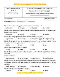 Đề thi thử tốt nghiệp Sinh học trường THPT Liên Trường Nghệ An lần 1 năm 2024