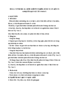 Giáo án Bài 14 Địa lí 11 Cánh diều (2024): Vị trí địa lí, điều kiện tự nhiên, dân cư, xã hội và kinh tế khu vực Tây Nam Á