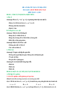 Đề cương ôn tập Cuối kì 2 Toán 9 Chân trời sáng tạo