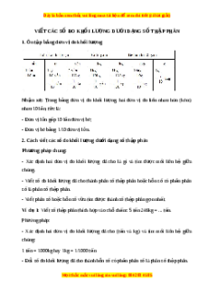 Lý thuyết Viết các số đo khối lượng dưới dạng số thập phân Toán 5