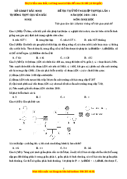 Đề thi thử Sinh Học trường Chuyên Bắc Ninh lần 1 năm 2021