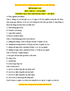 Đề thi GDCD 6 cuối kì 2 THCS Nguyễn Trung Trực - Đề 12 có đáp án