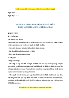 Giáo án Bài 10 KTPL 10 Cánh diều: Lập kế hoạc tài chính cá nhân
