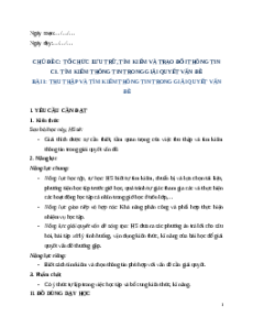 Giáo án Chủ đề C1 Bài 1 Tin học lớp 5 Cánh diều: Thu thập và tìm kiếm thông tin trong giải quyết vấn đề