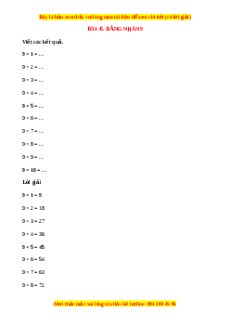VBT Toán lớp 3 Bài 45 (Chân trời sáng tạo): Bảng nhân 9