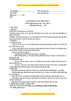 Giáo án Khái niệm về mặt tròn xoay Toán 12 Hình học