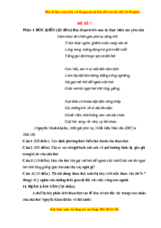 Đề thi cuối kì 1 Ngữ văn 12 - đề 7 có đáp án