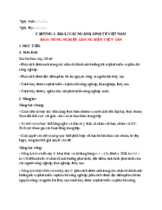 Giáo án Bài 4 Địa lí 9 Cánh diều: Nông nghiệp, lâm nghiệp, thuỷ sản